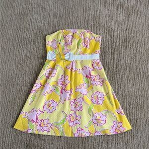 Lilly Pulitzer Yellow “Amberly Dress”Pleated Strapless Sundress